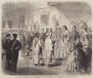 Muley Abbas, embaixador do imperador do Marrocos, apresentando suas credenciais à rainha da Espanha